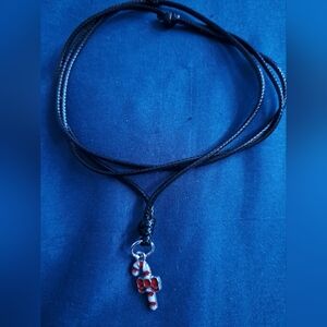 Black Cord Candy Cane Necklace